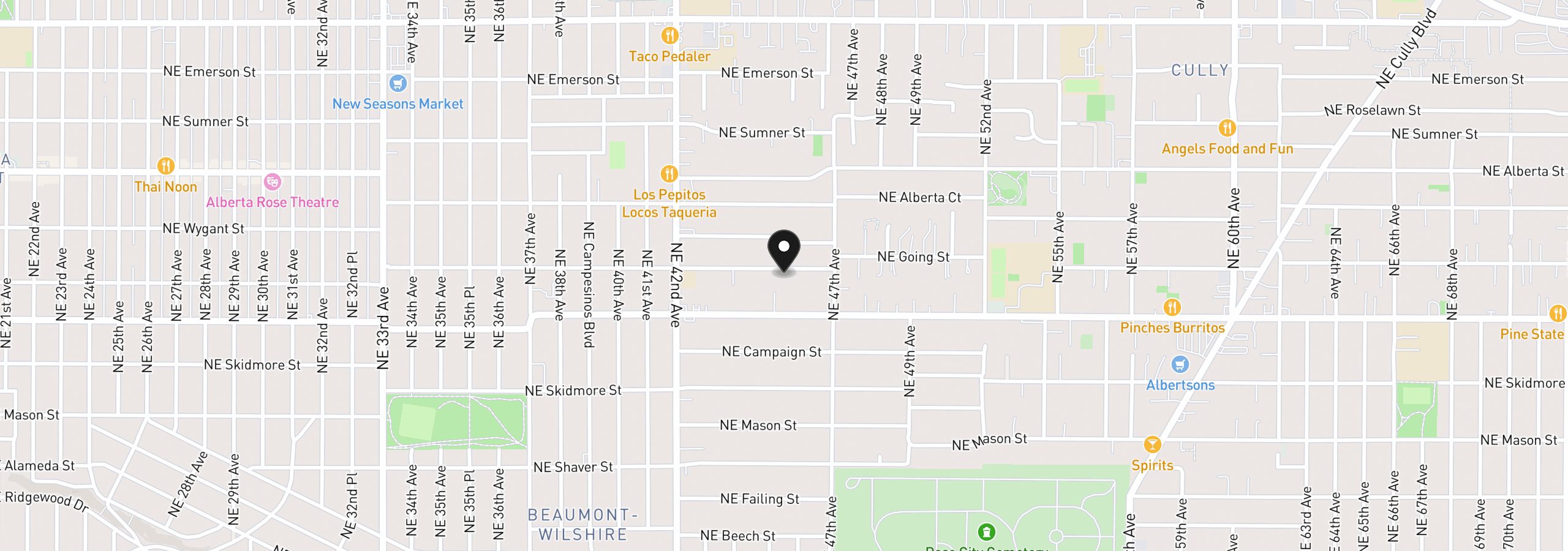Map showing the location of 4524 NE Going St, Portland, OR 97218