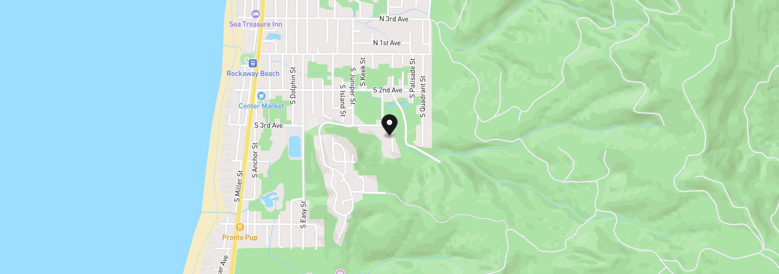 Map showing the location of 0 Neptune St, Rockaway Beach, OR 97136