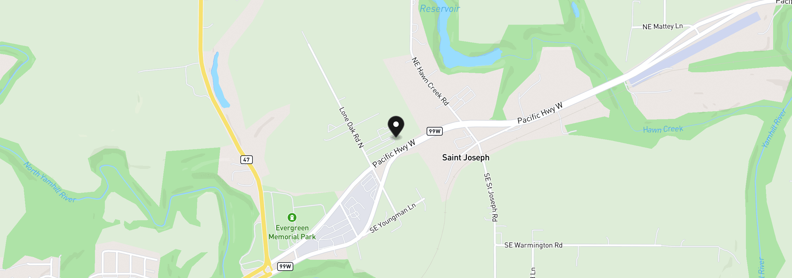 Map showing the location of 3100 Lone Oak Rd N, McMinnville, OR 97128