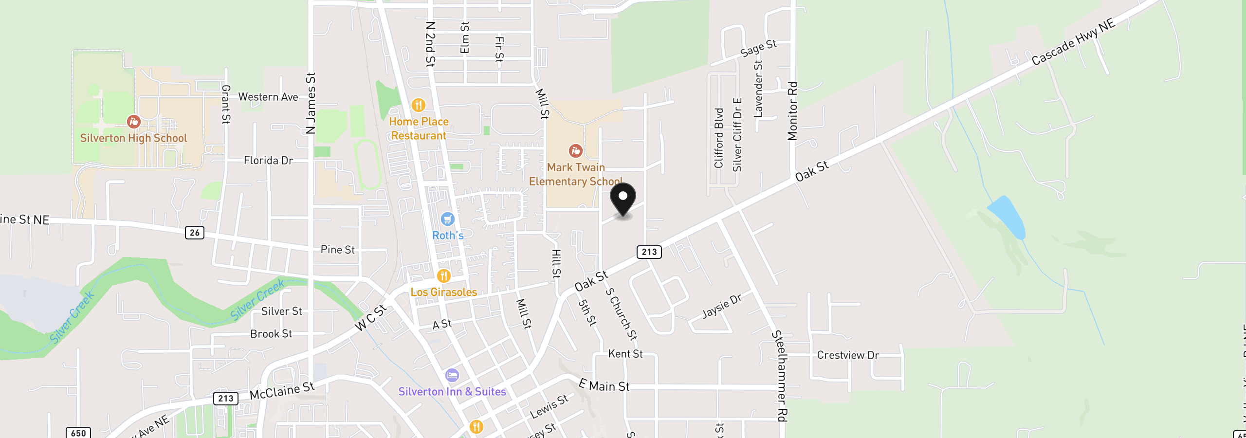 Map showing the location of 824 Chadwick St, Silverton, OR 97381
