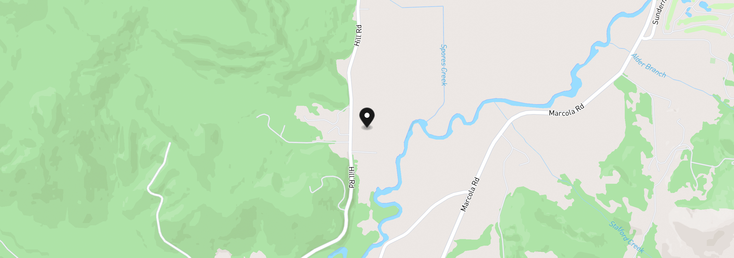 Map showing the location of Hill Rd, Springfield, OR 97478