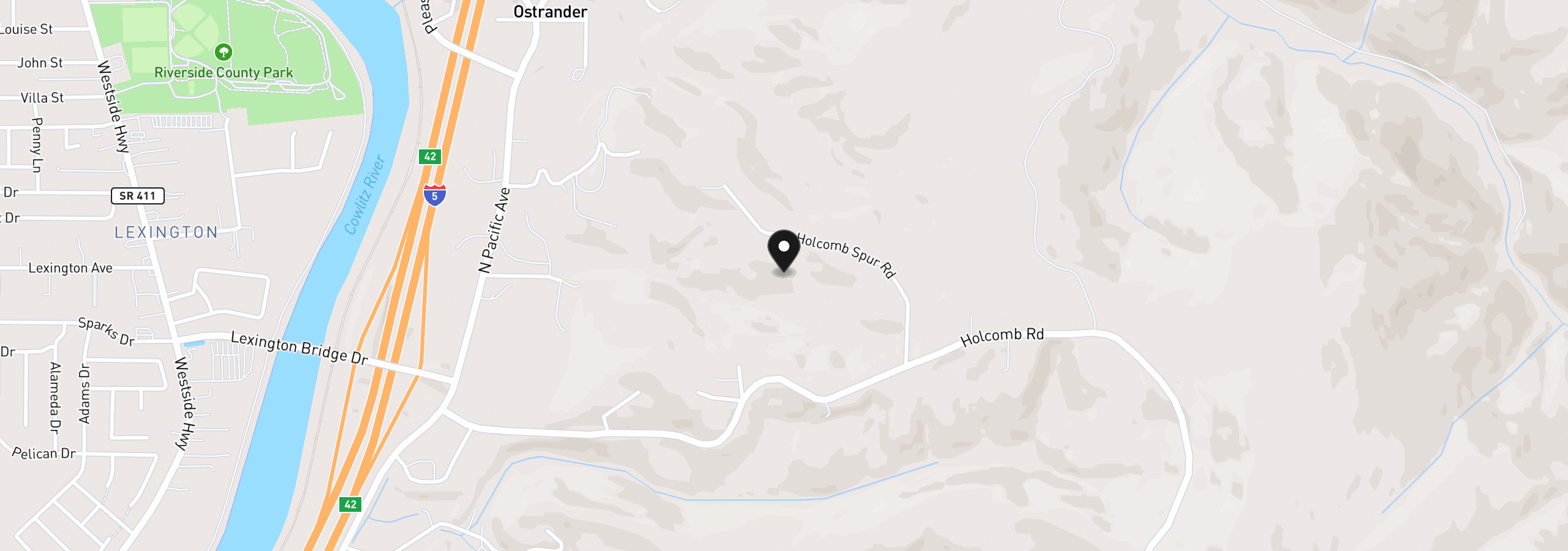 Map showing the location of 311 Holcomb Spur Rd, Kelso, Wa 98626