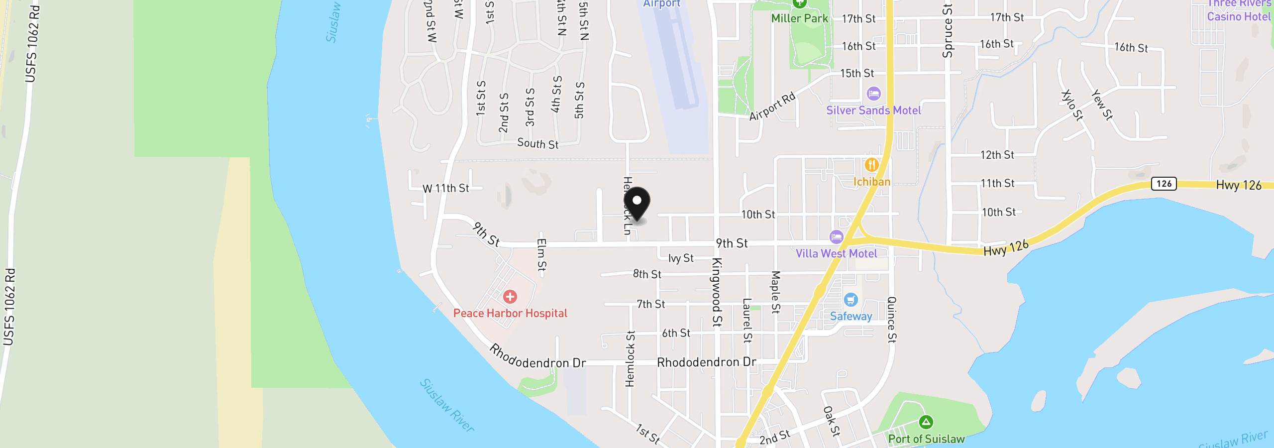 Map showing the location of Hemlock, Florence, OR 97439