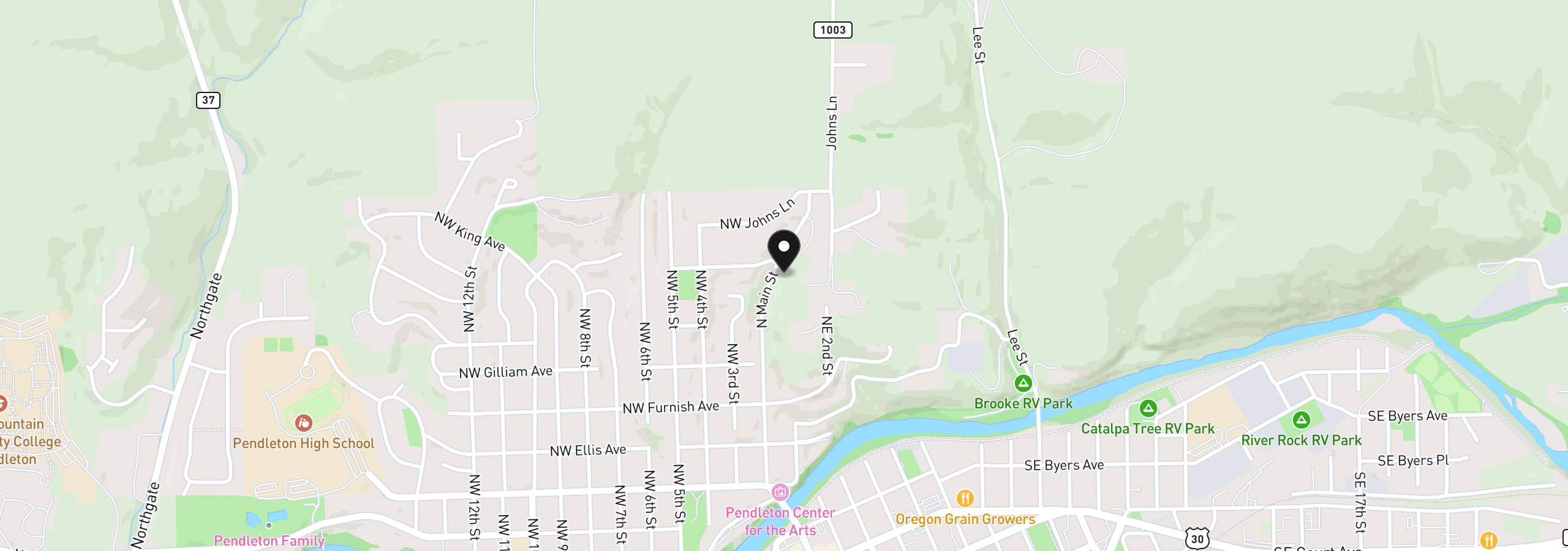 Map showing the location of 736 N Main St, Pendleton, OR 97801