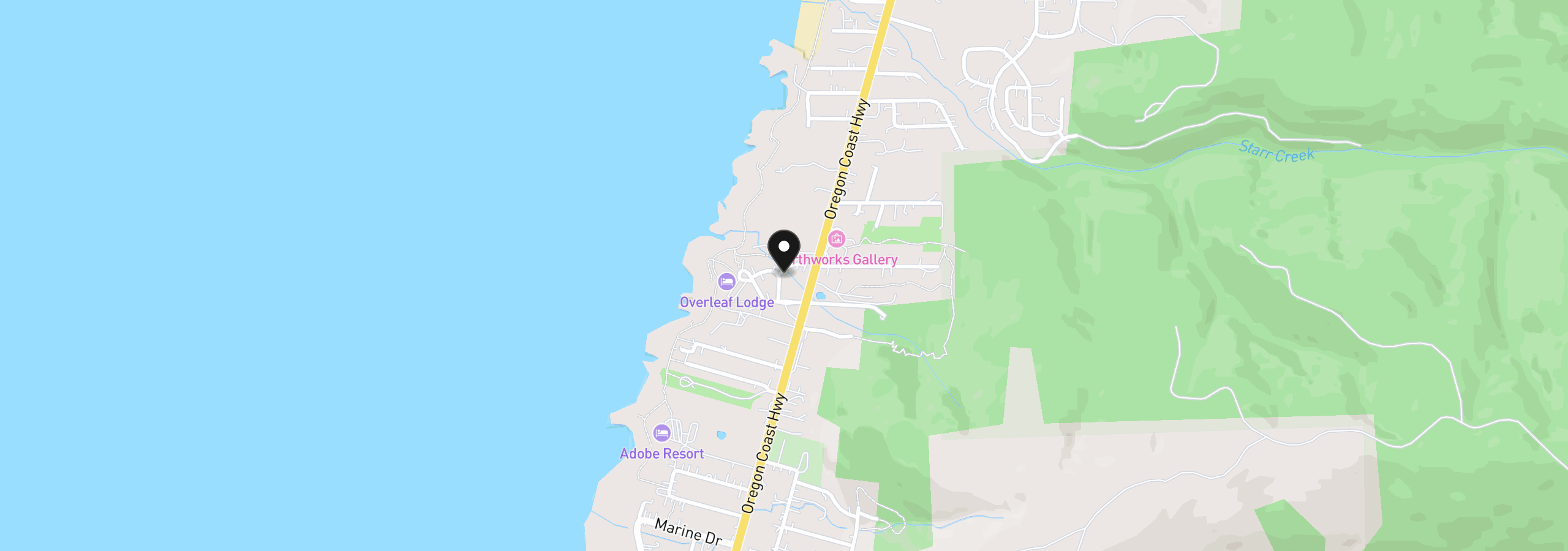 Map showing the location of 2050 Overleaf Loop, Yachats, OR 97498