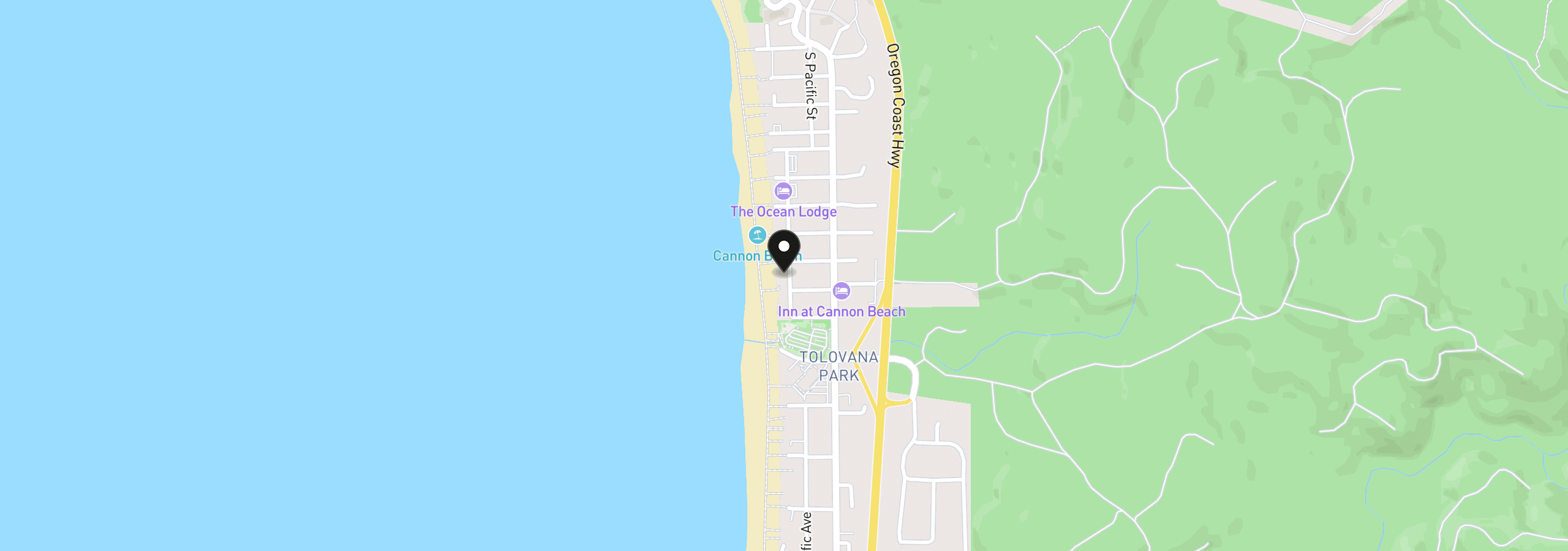 Map showing the location of 3140 Pacific Ave, Cannon Beach, OR 97110