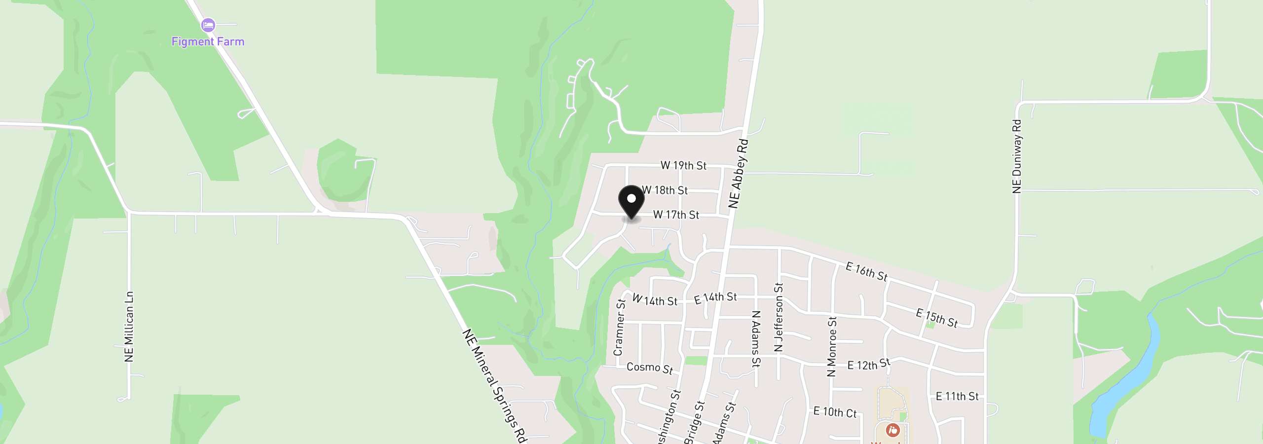 Map showing the location of 291 W 17th St, Lafayette, OR 97127