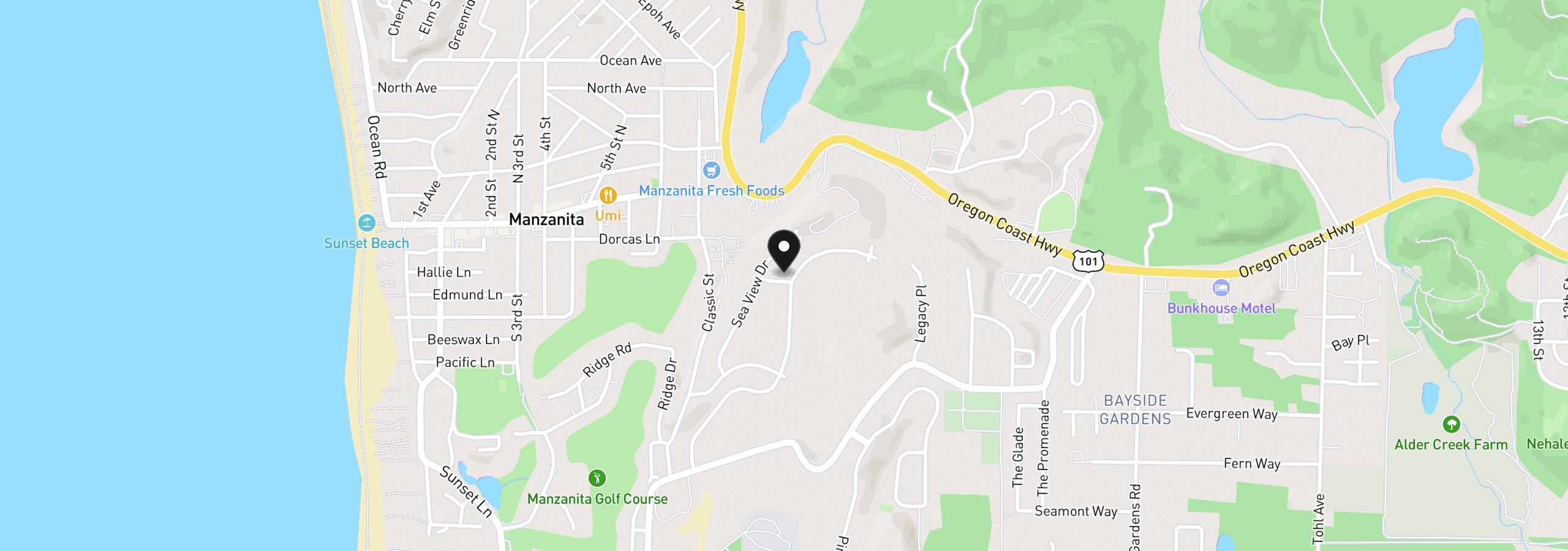 Map showing the location of 78 Meadows Dr 78, Manzanita, OR 97130