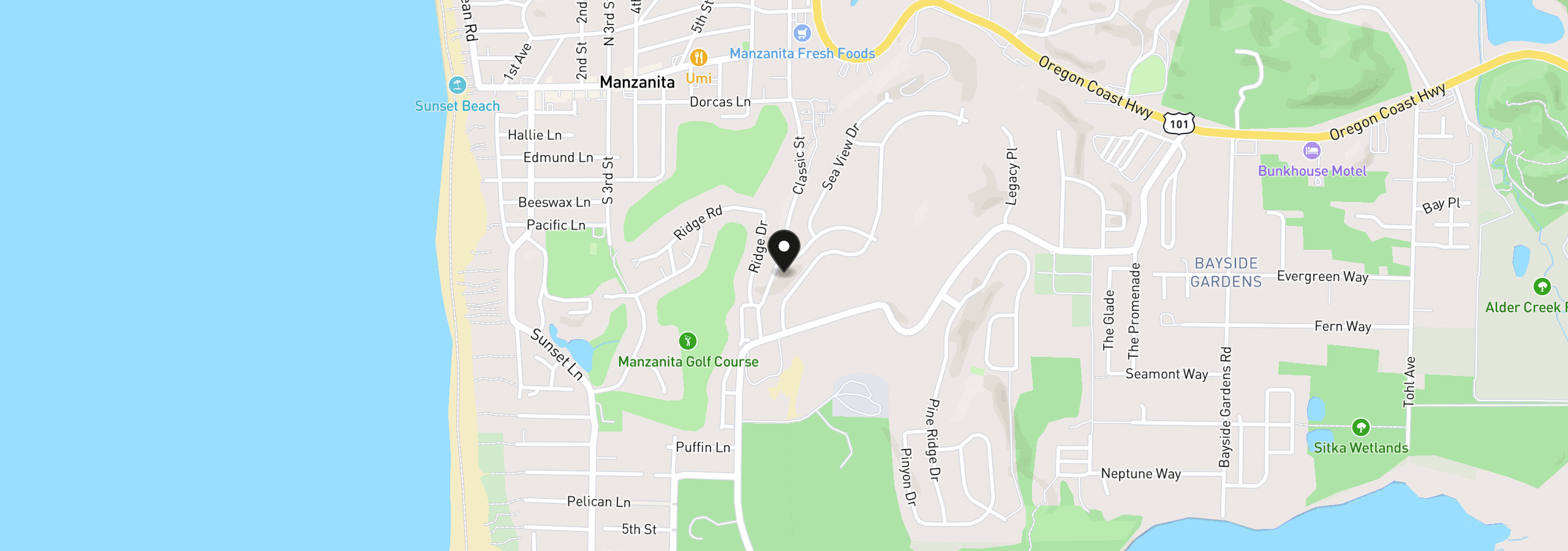 Map showing the location of 541 Sea View Dr, Manzanita, OR 97130