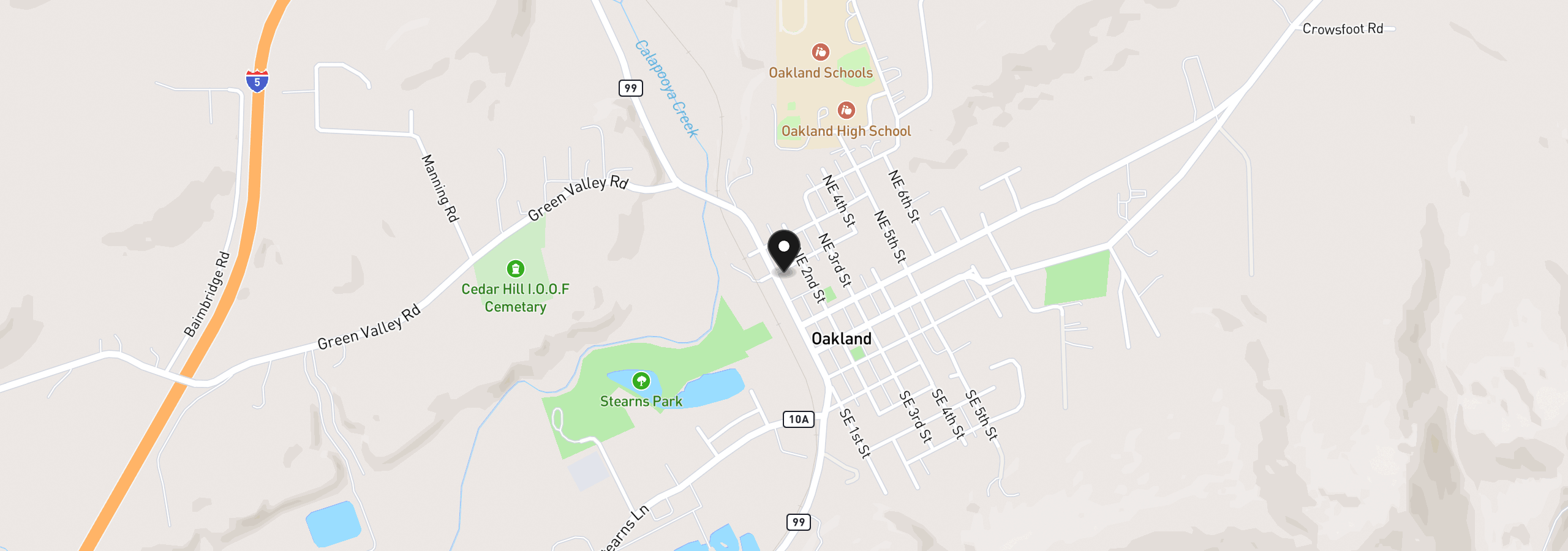 Map showing the location of 330 NE 1st St, Oakland, OR 97462