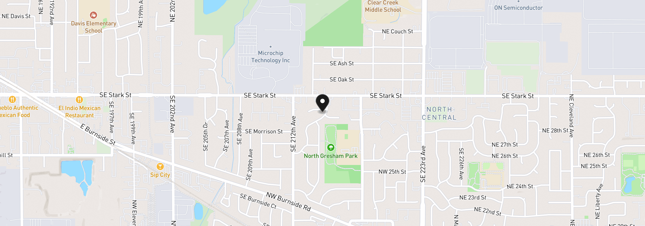 Map showing the location of 631 SE 215th Ave, Gresham, OR 97030