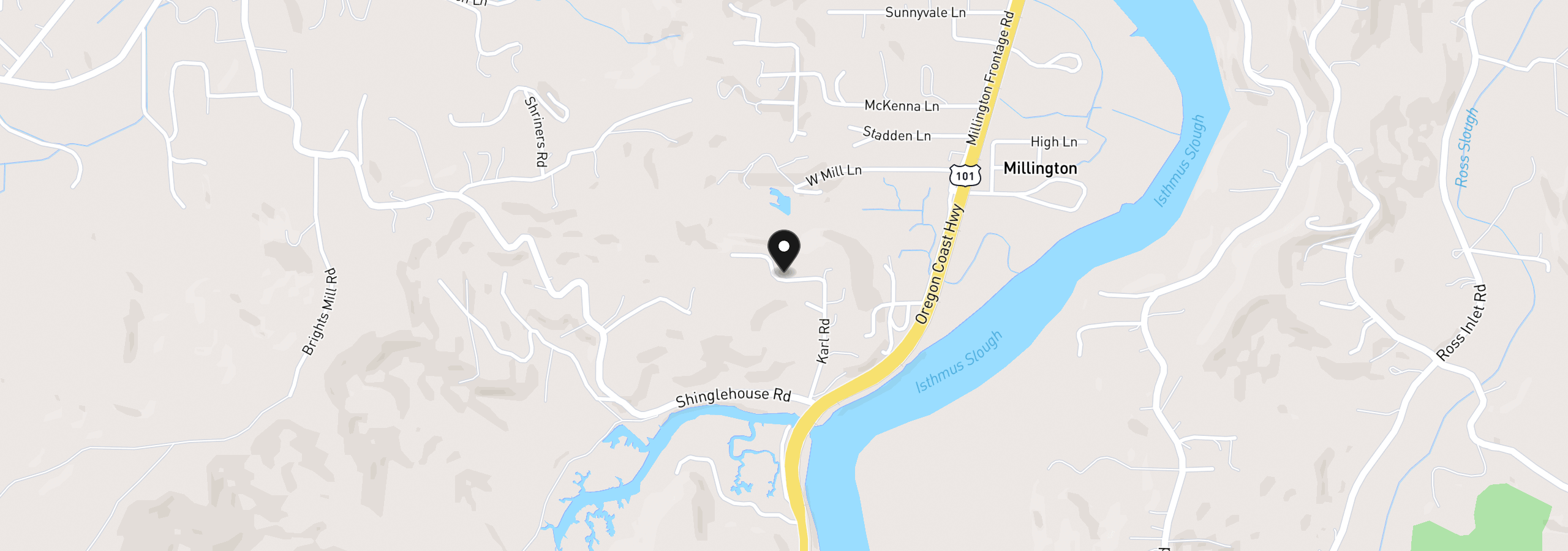 Map showing the location of 93549 Patterson Ln, Coos Bay, OR 97420