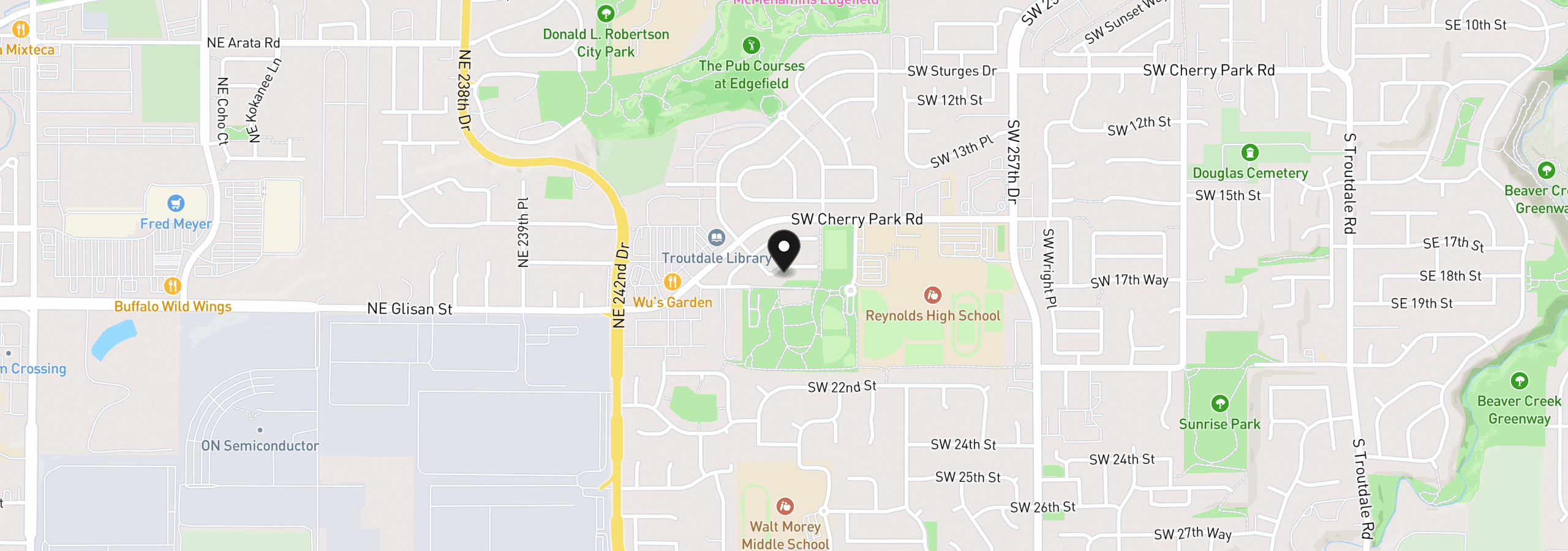 Map showing the location of 2016 SW Cerise Way, Troutdale, OR 97060