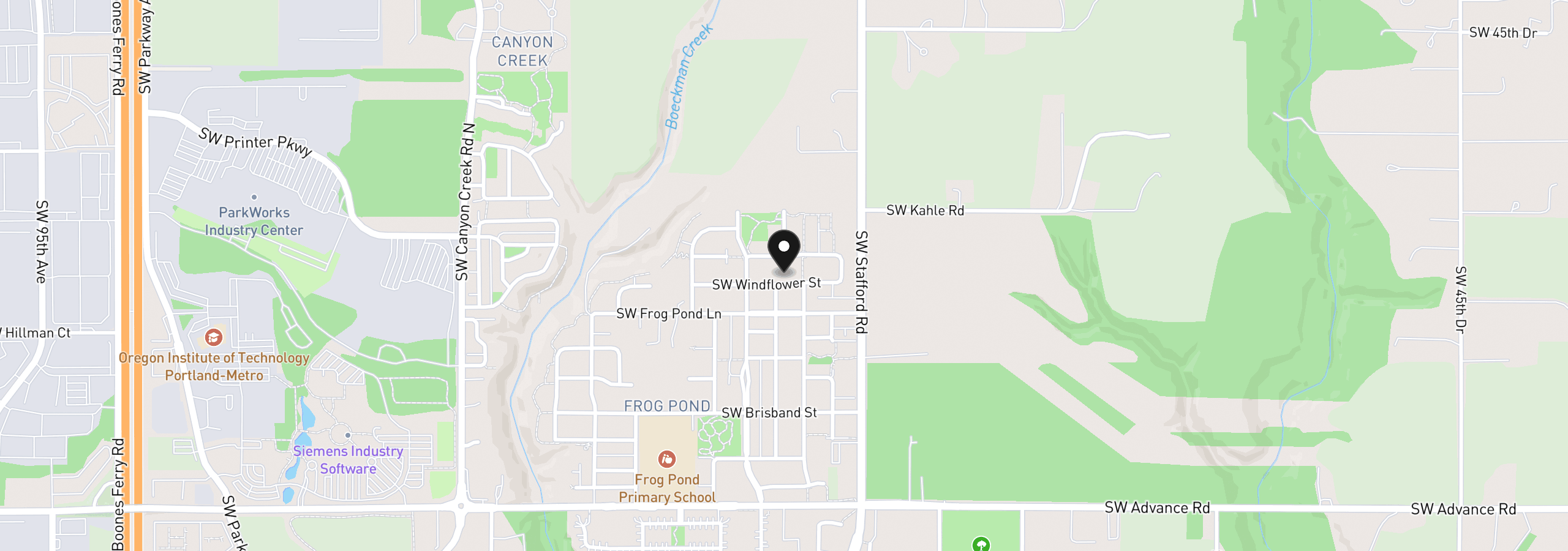 Map showing the location of 6773 SW Windflower St, Wilsonville, OR 97070