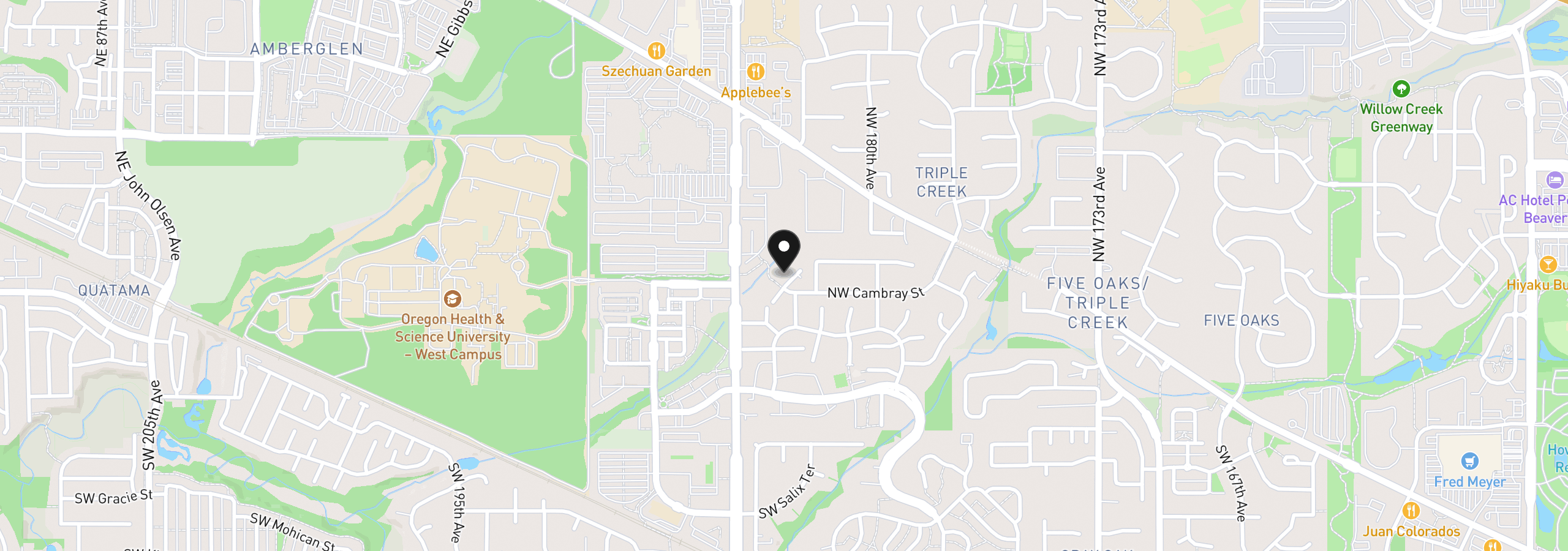 Map showing the location of 581 NW Cambray Pl, Beaverton, OR 97006