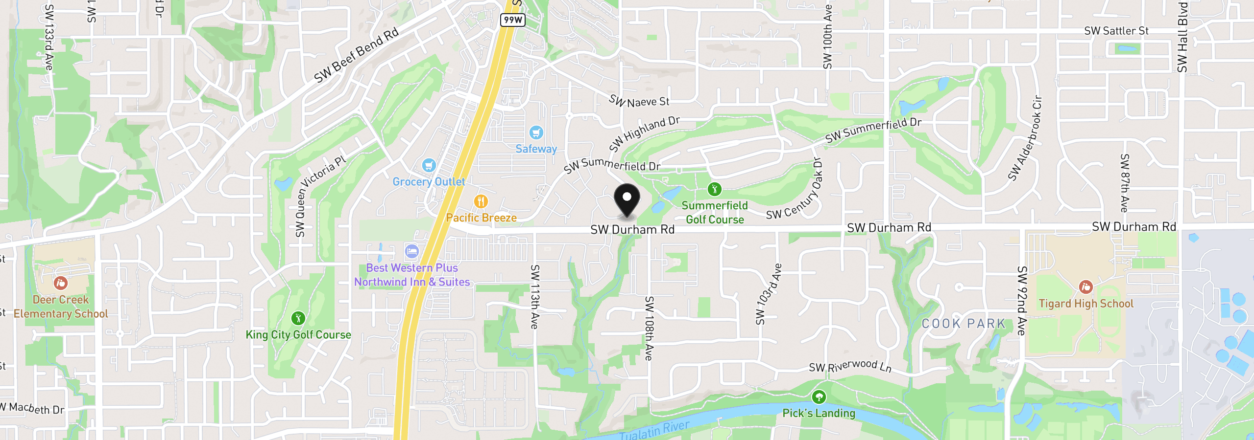 Map showing the location of 10820 SW Meadowbrook Dr 62, Portland, OR 97224