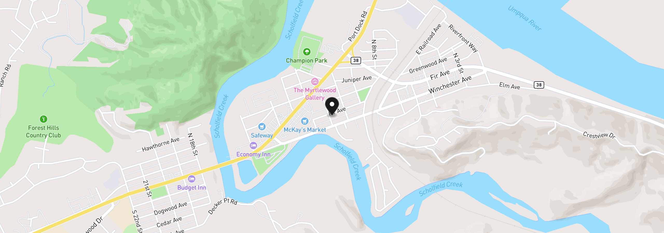 Map showing the location of 1090 Fir Ave, Reedsport, OR 97467