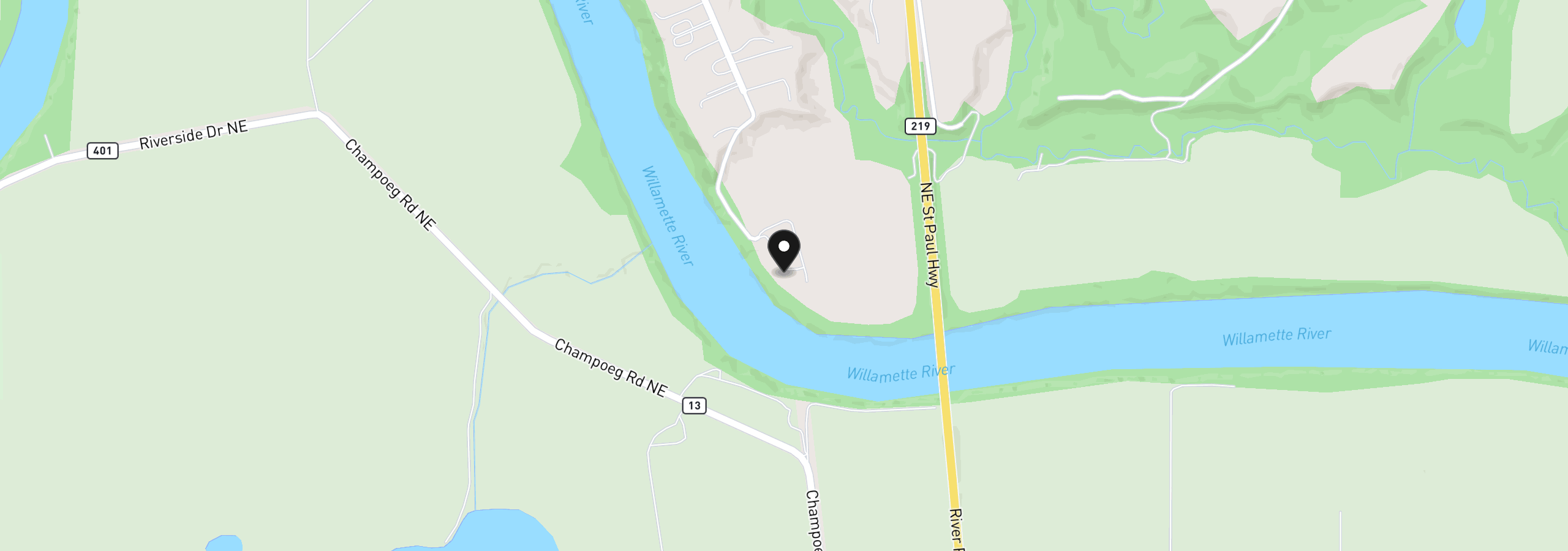 Map showing the location of 7500 NE Dog Ridge Rd, Newberg, OR 97132