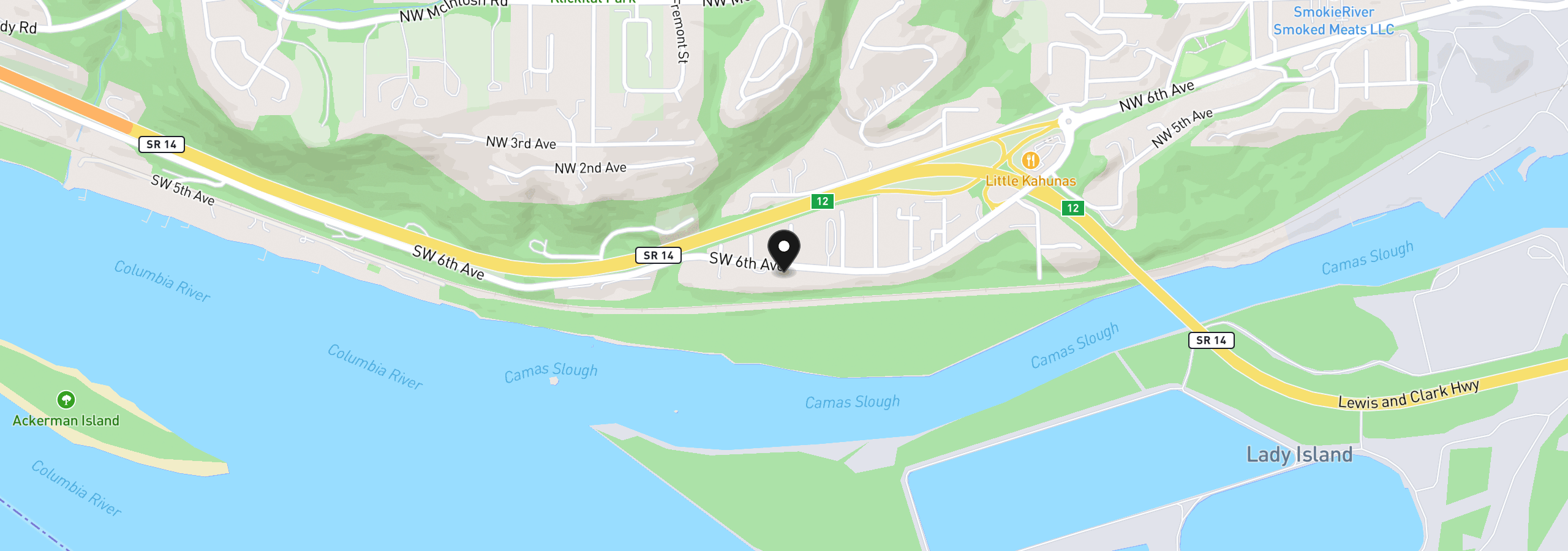 Map showing the location of 2508 SW 6th Ave, Camas, Wa 98607