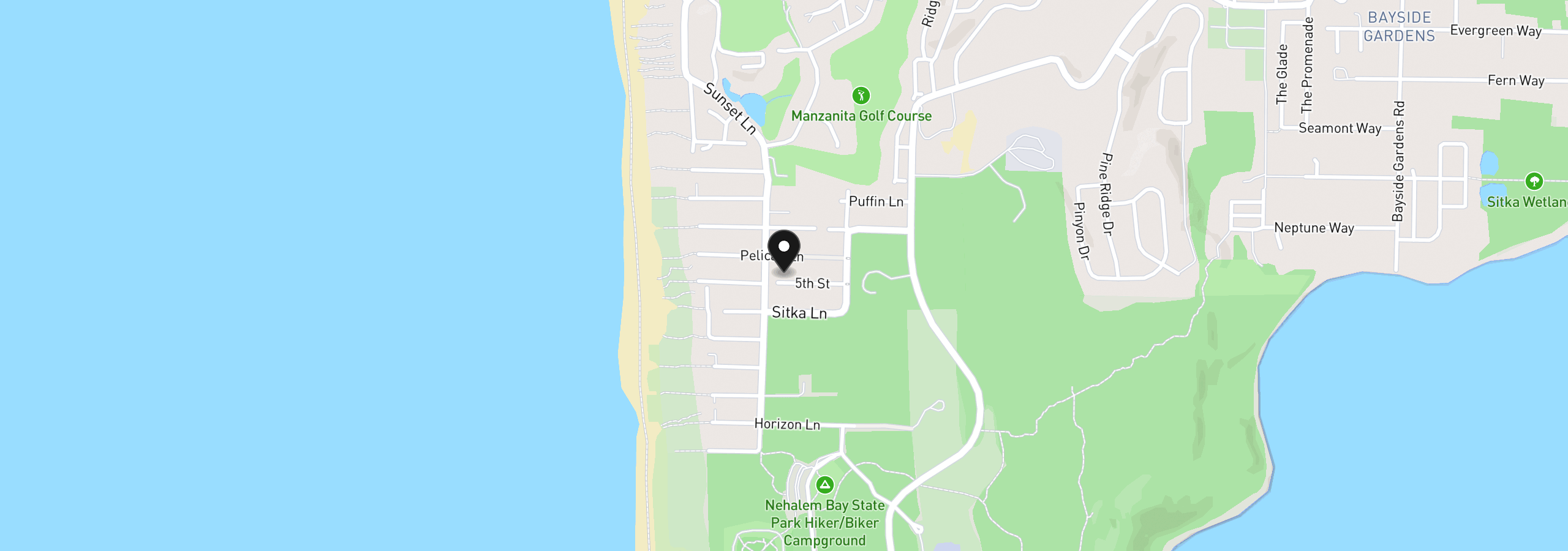 Map showing the location of 9030 Windward Ln, Manzanita, OR 97130
