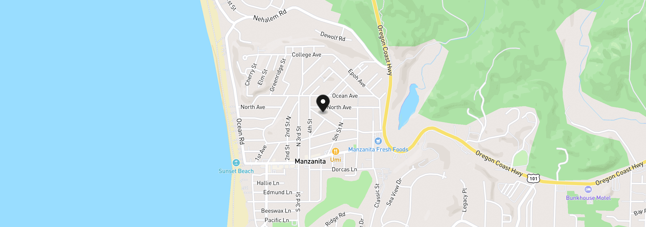 Map showing the location of 427 Pine Ave, Manzanita, OR 97130