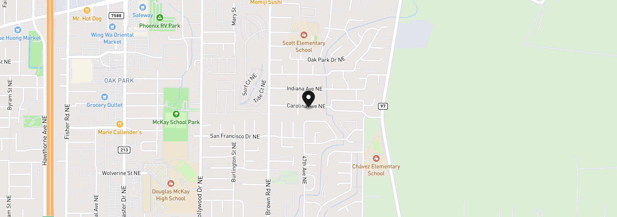 Map showing the location of 4722 Carolina Ave NE, Salem, OR 97305