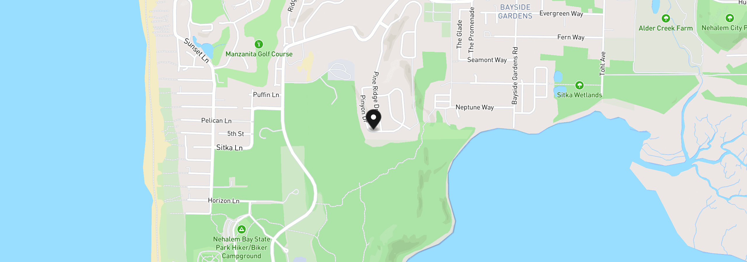 Map showing the location of Lot 76 Pinyon Dr, Manzanita, OR 97130