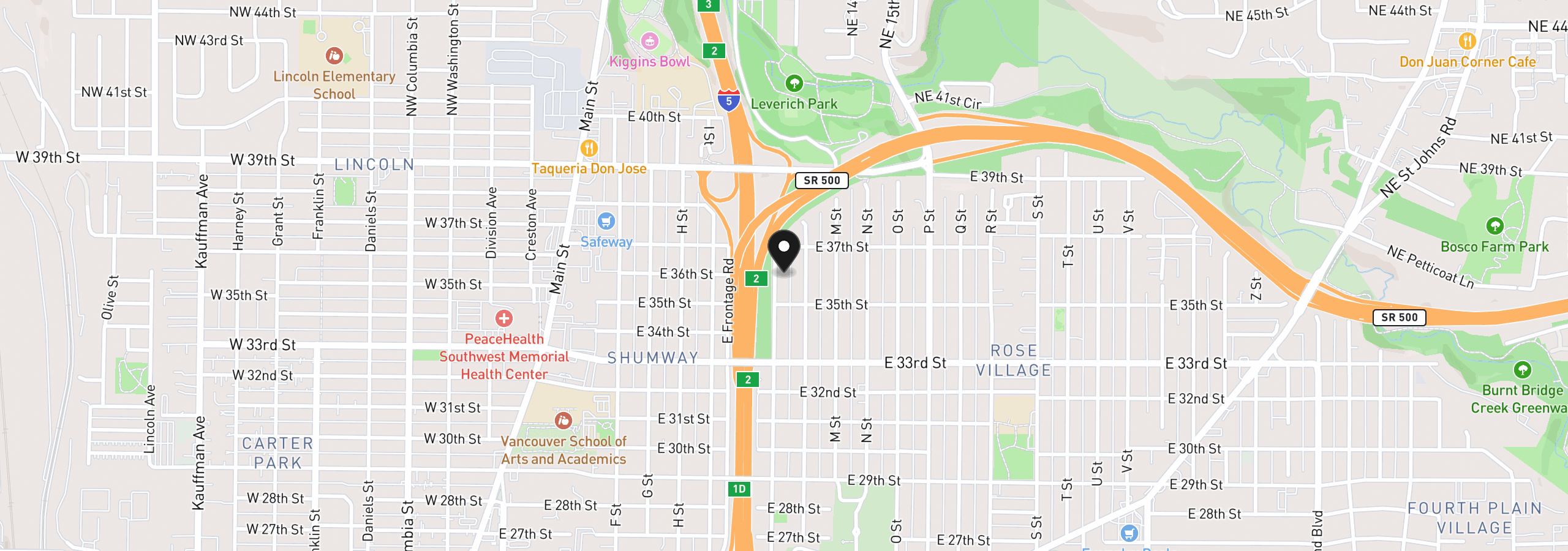 Map showing the location of 3511 K St, Vancouver, Wa 98660