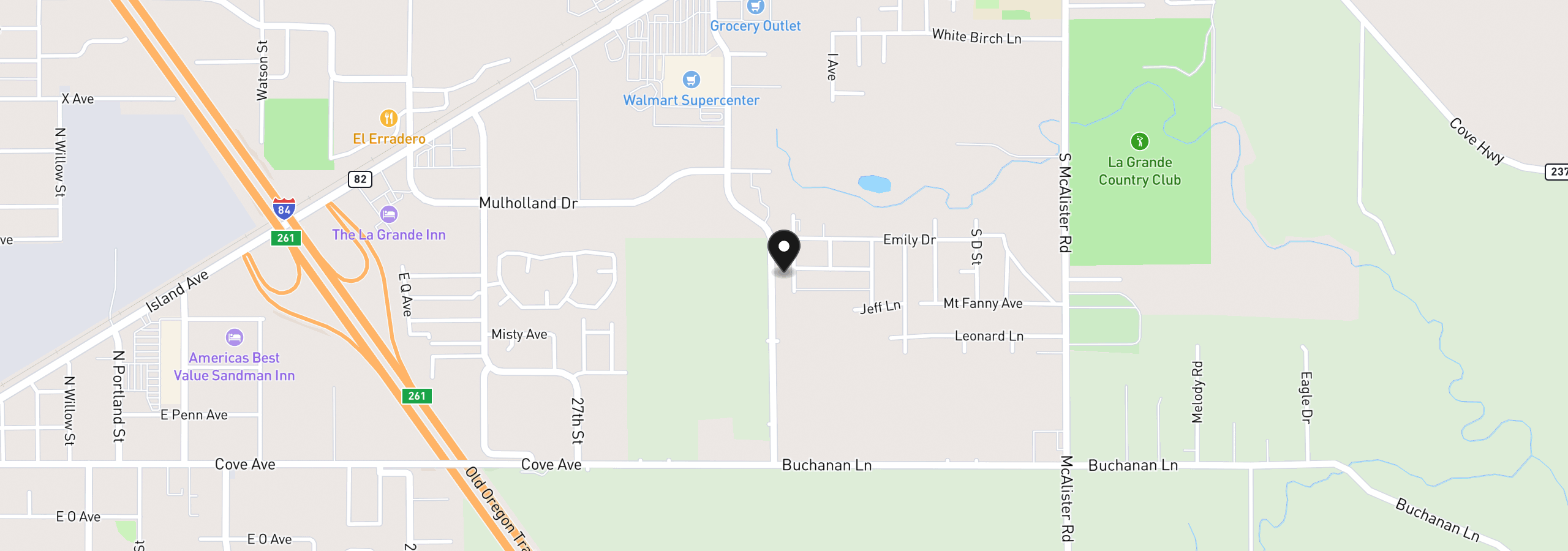 Map showing the location of 10808 Carrie Way, Island City, OR 97850