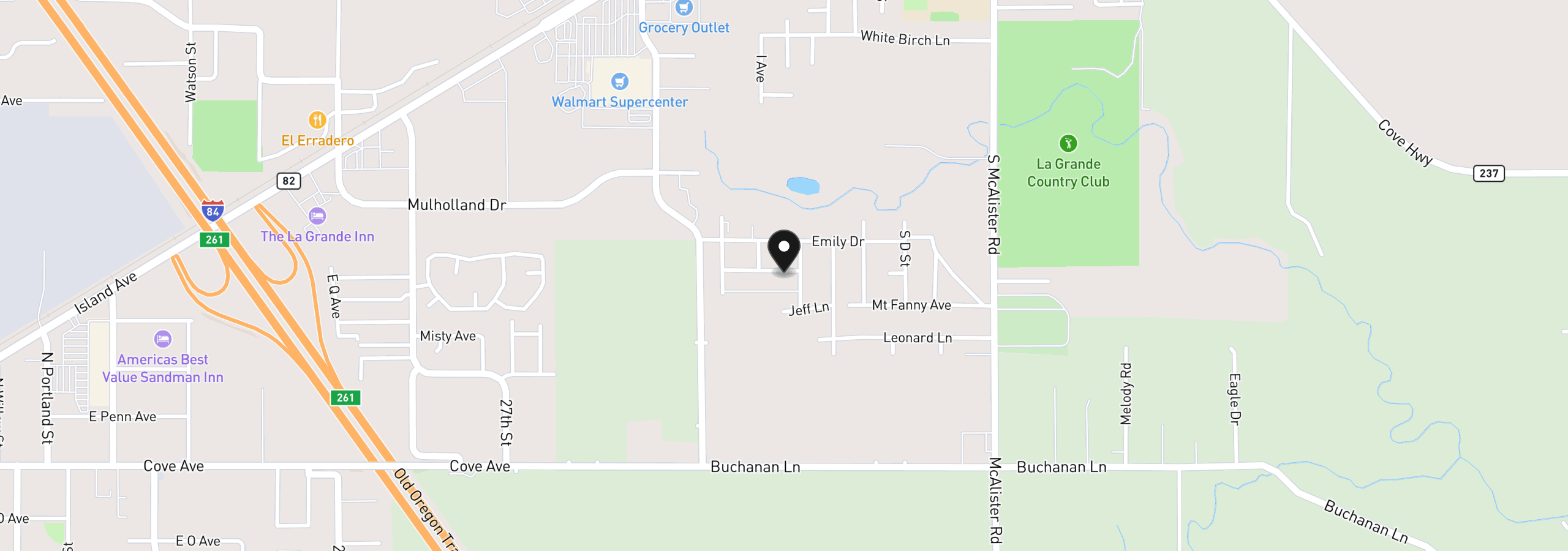 Map showing the location of 10603 Greg Ln, Island City, OR 97850