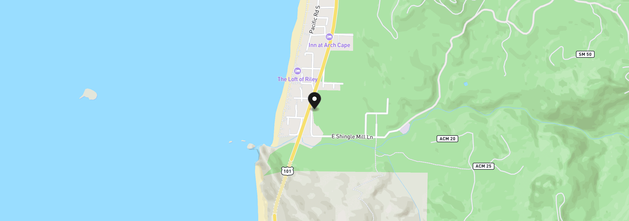 Map showing the location of E Beach Rd, Arch Cape, OR 97102