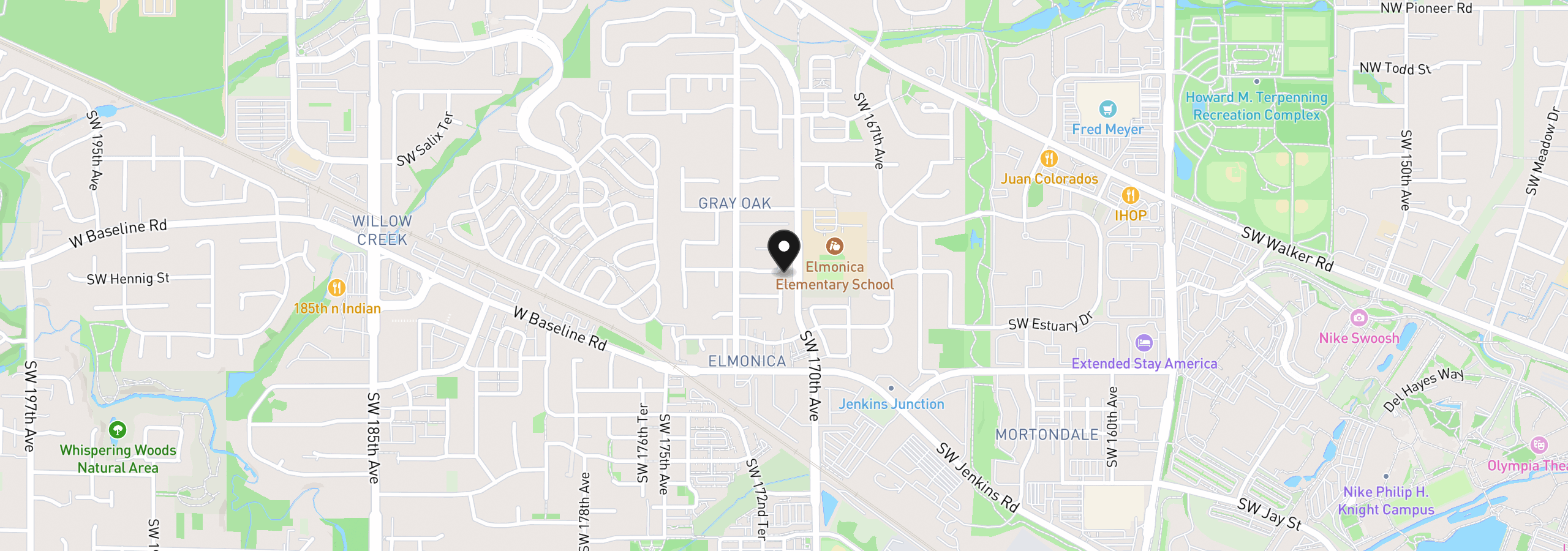 Map showing the location of Waterleaf, Beaverton, OR 97006