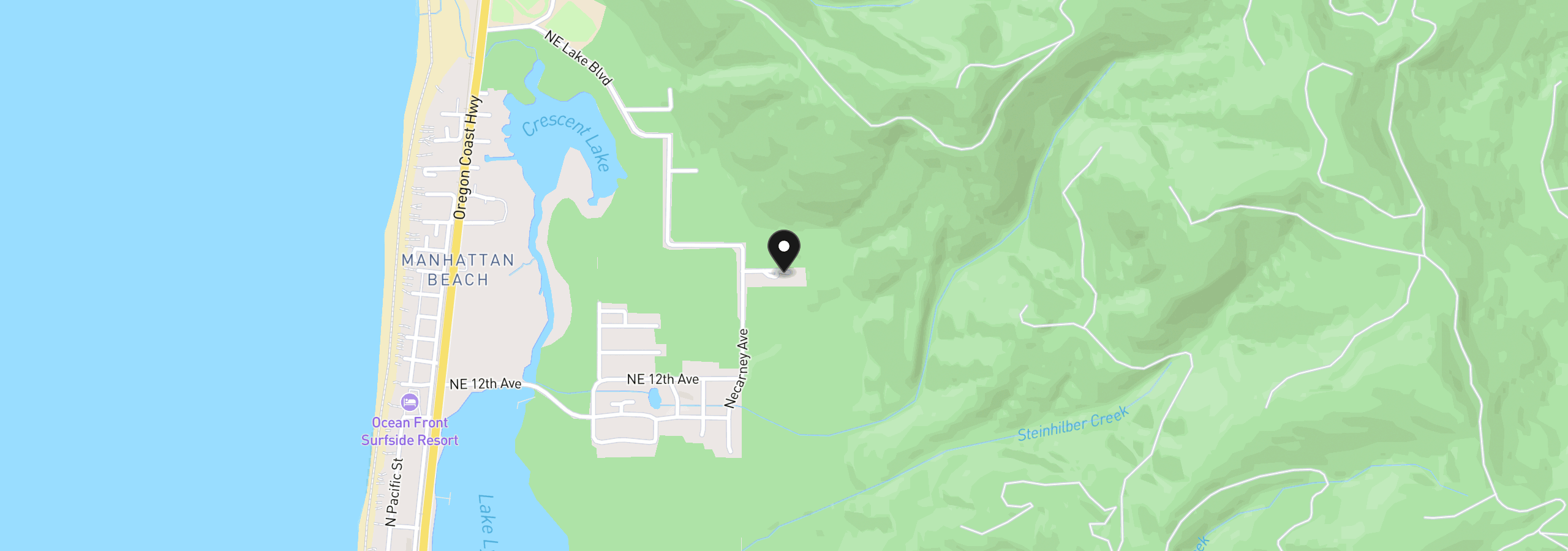 Map showing the location of 9595 NE 17th Ave, Rockaway Beach, OR 97136