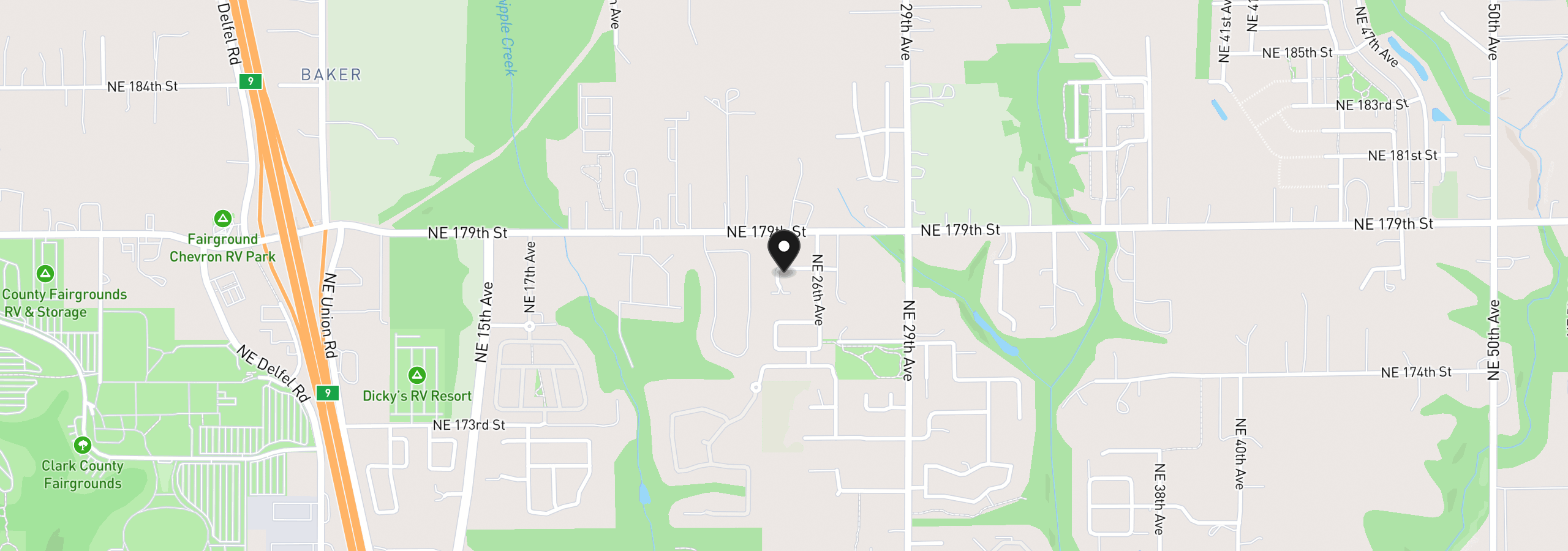 Map showing the location of 2503 NE 178th, Ridgefield, Wa 98642
