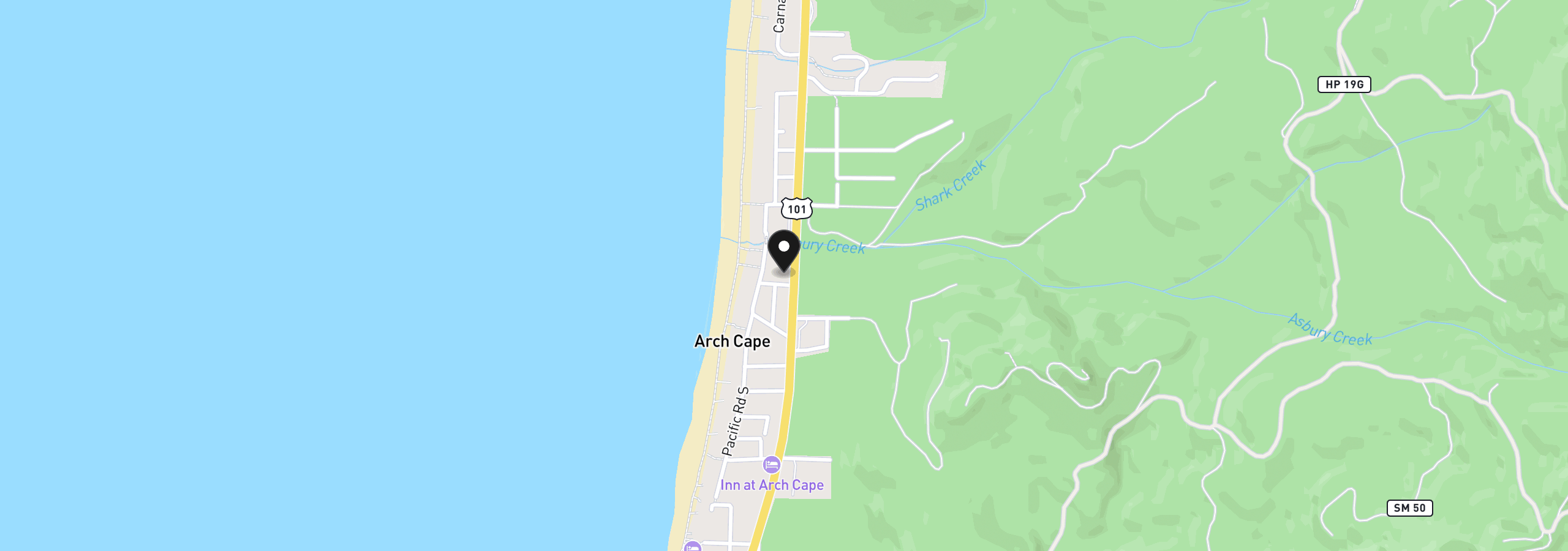 Map showing the location of 31969 Shanks Ln, Arch Cape, OR 97102