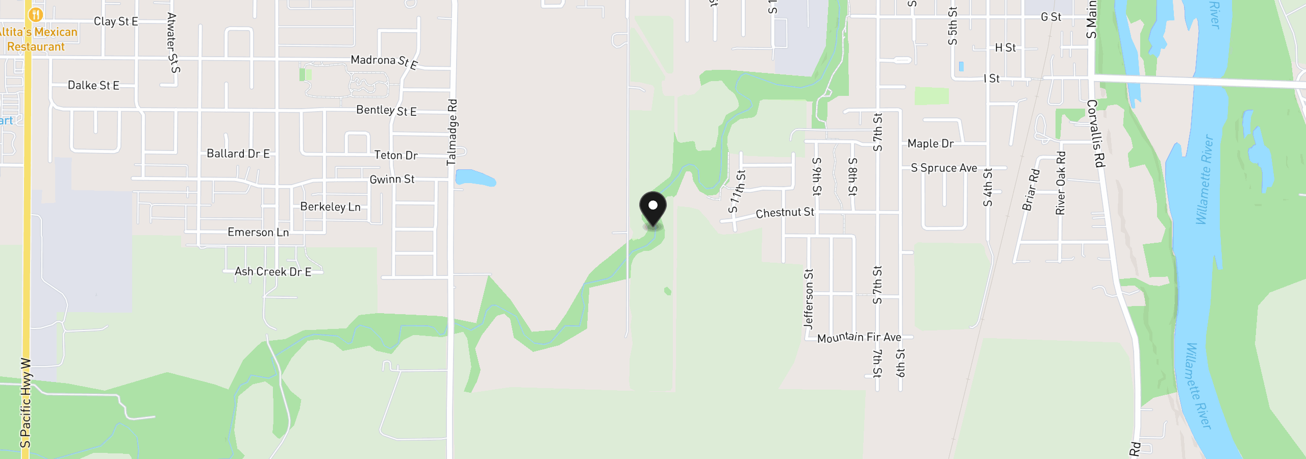 Map showing the location of 6120 S 13th St, Independence, OR 97351