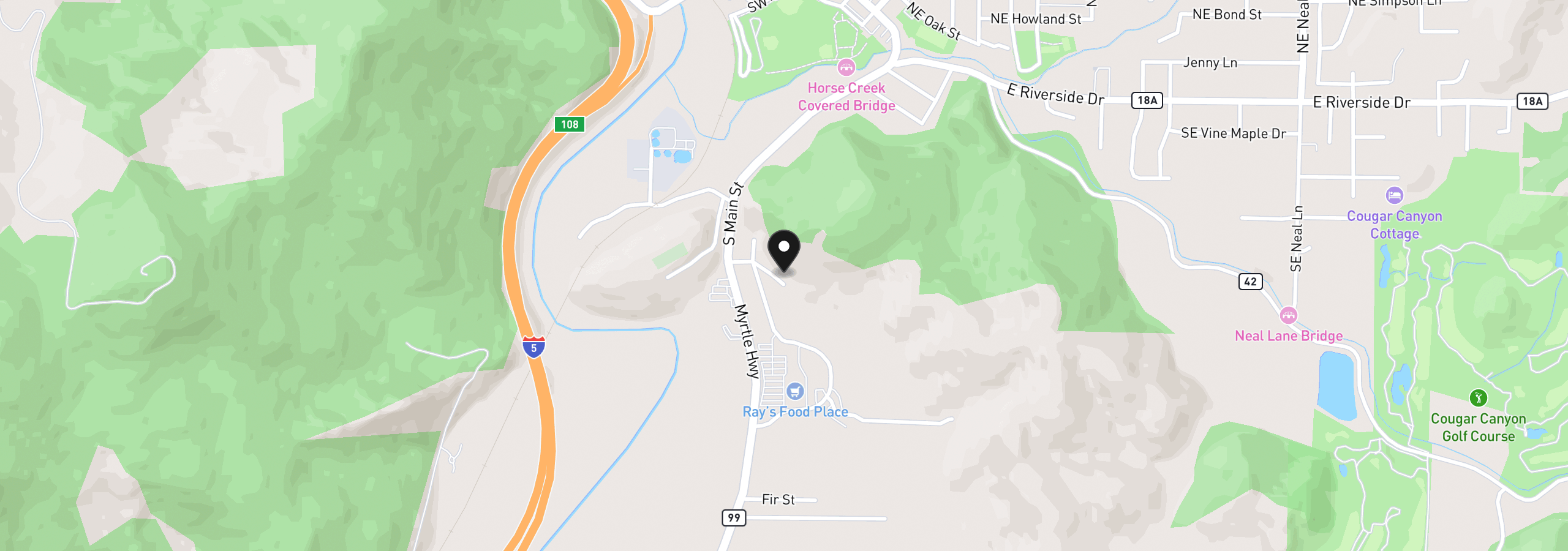 Map showing the location of SE Ardis Ave 8, Myrtle Creek, OR 97457