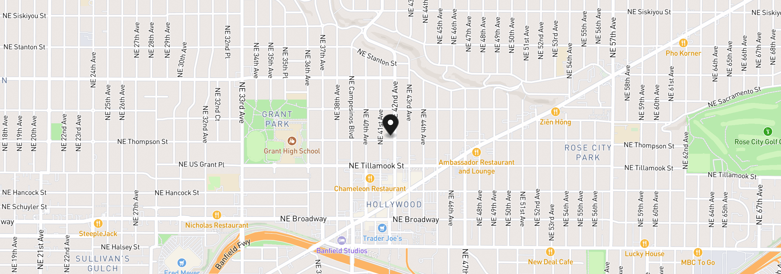 Map showing the location of 2307 NE 42nd Ave, Portland, OR 97213