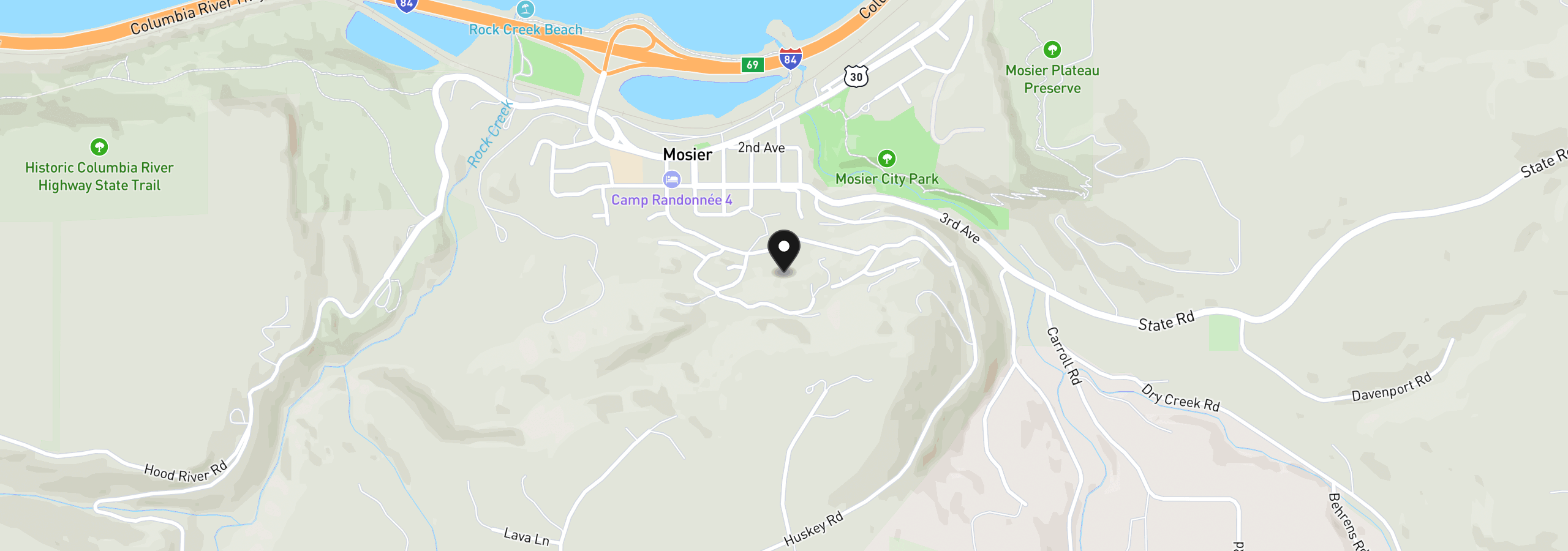 Map showing the location of Coyote Ct 45, Mosier, OR 97040