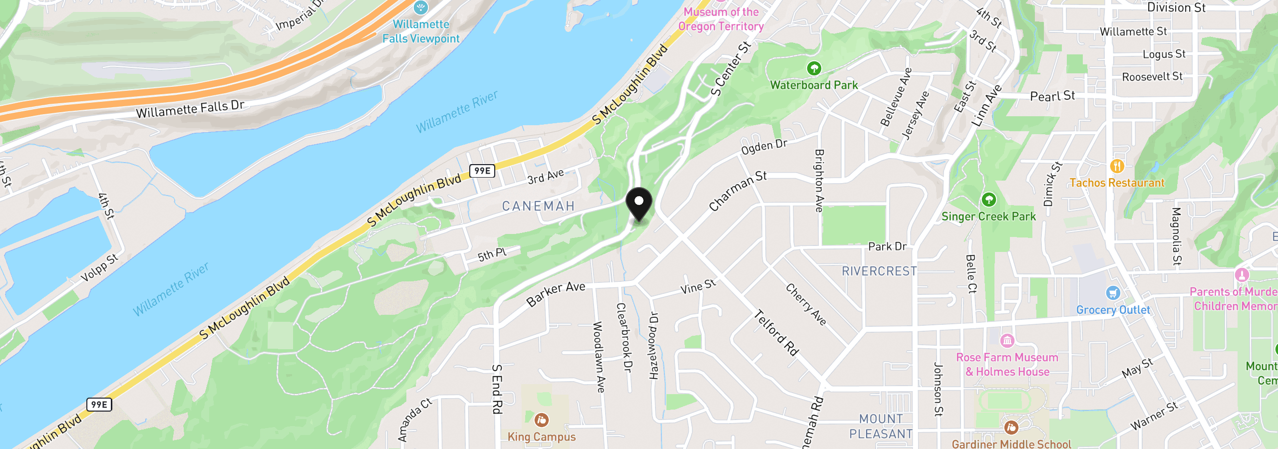 Map showing the location of 689 south end Rd, Oregon City, OR 97045
