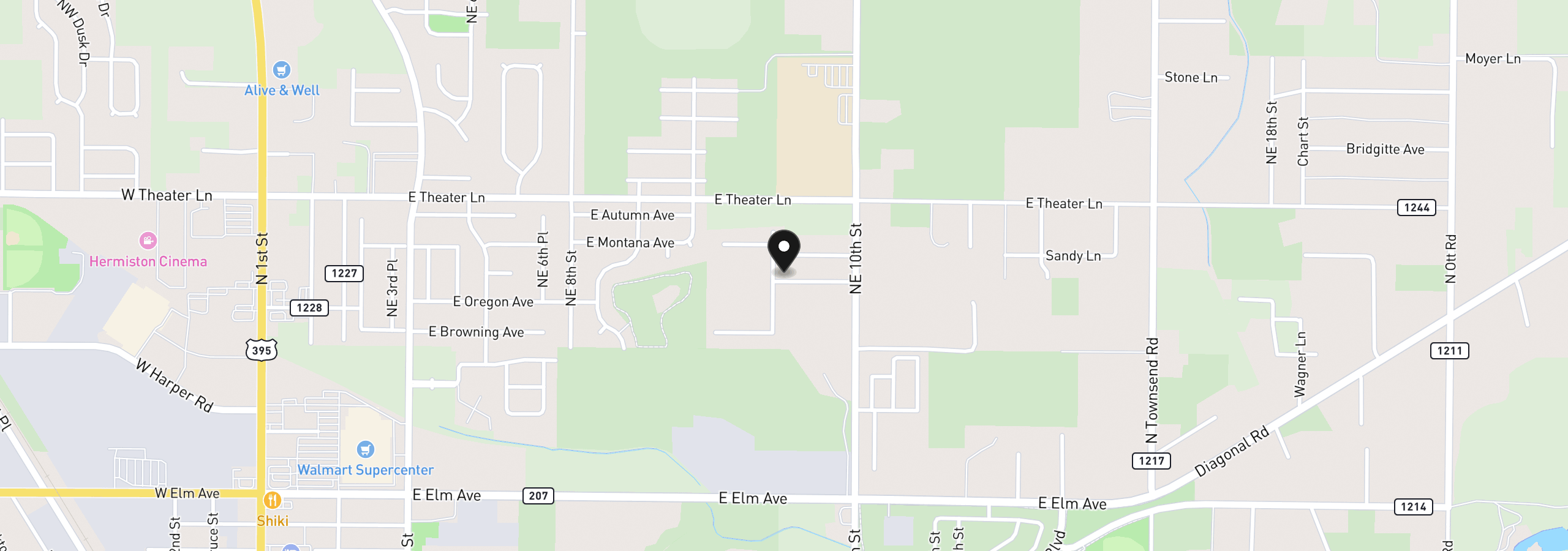 Map showing the location of 1800 NE 10th St 22, Hermiston, OR 97838