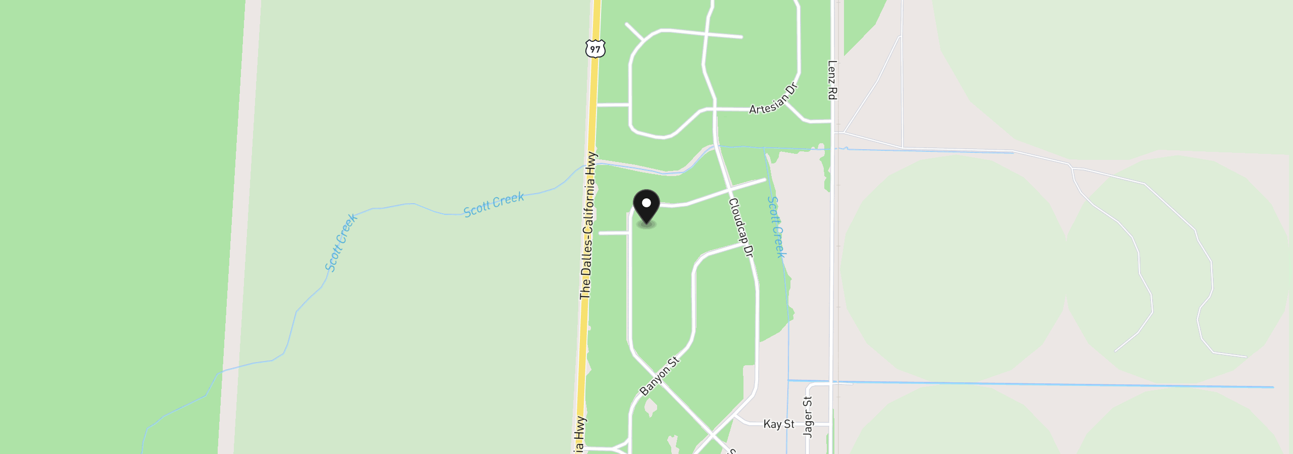 Map showing the location of Scott View Drive Lot 6, Chiloquin, OR 97624