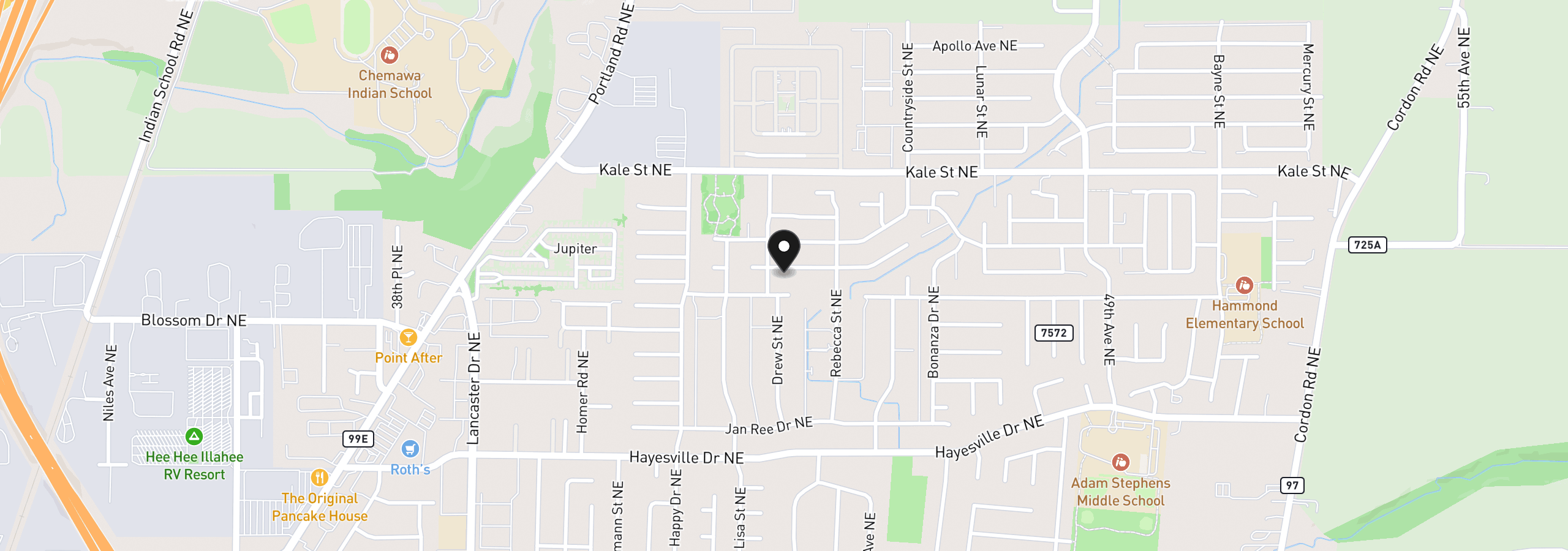 Map showing the location of 4414 Indian Earth Ave, Salem, OR 97305