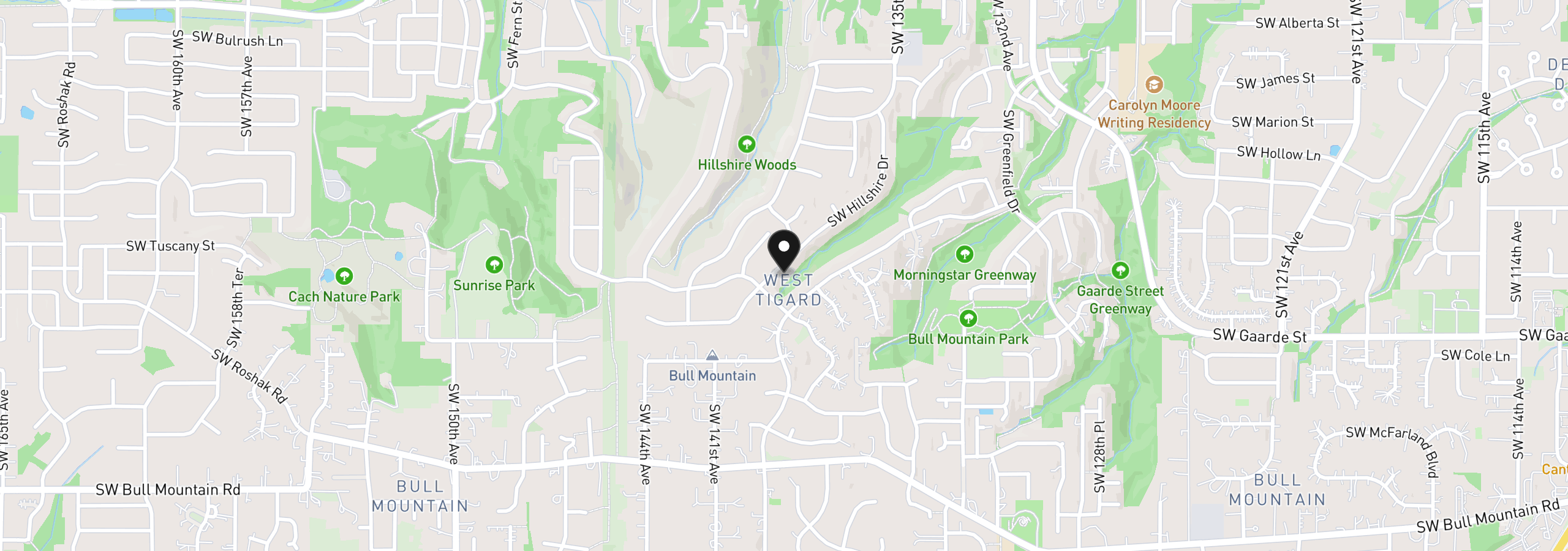 Map showing the location of 13784 SW Hillshire Dr, Tigard, OR 97223
