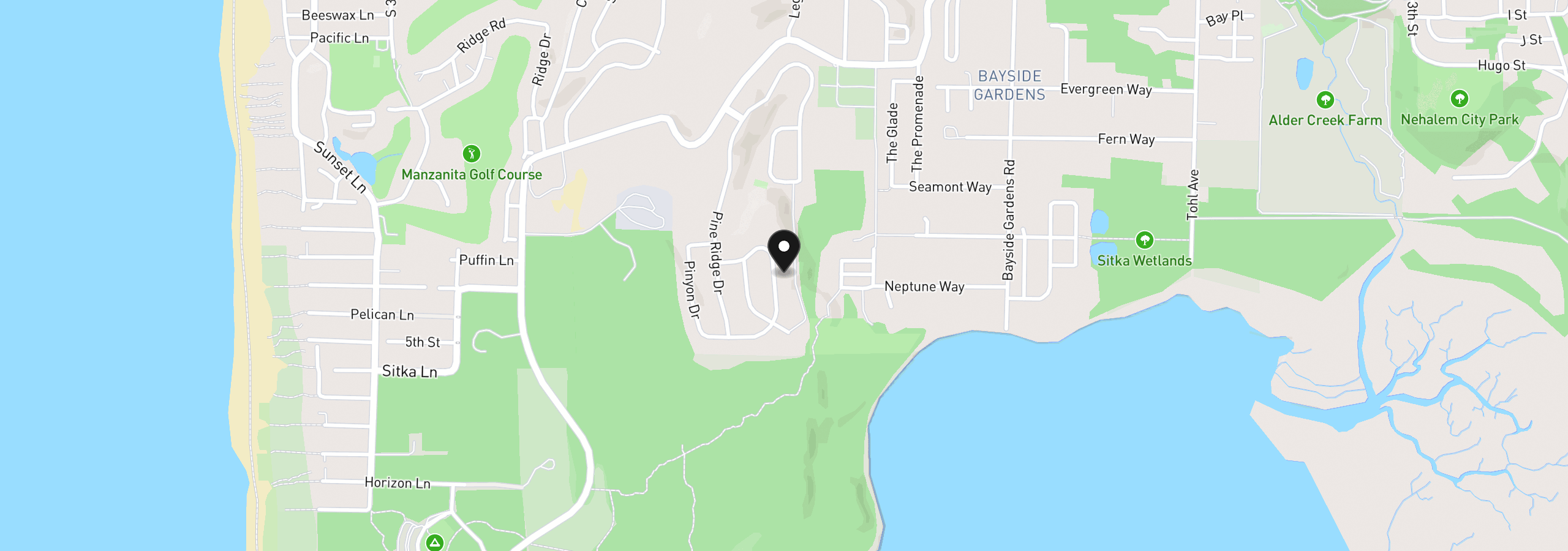 Map showing the location of 34705 Lodgepole Dr, Manzanita, OR 97130