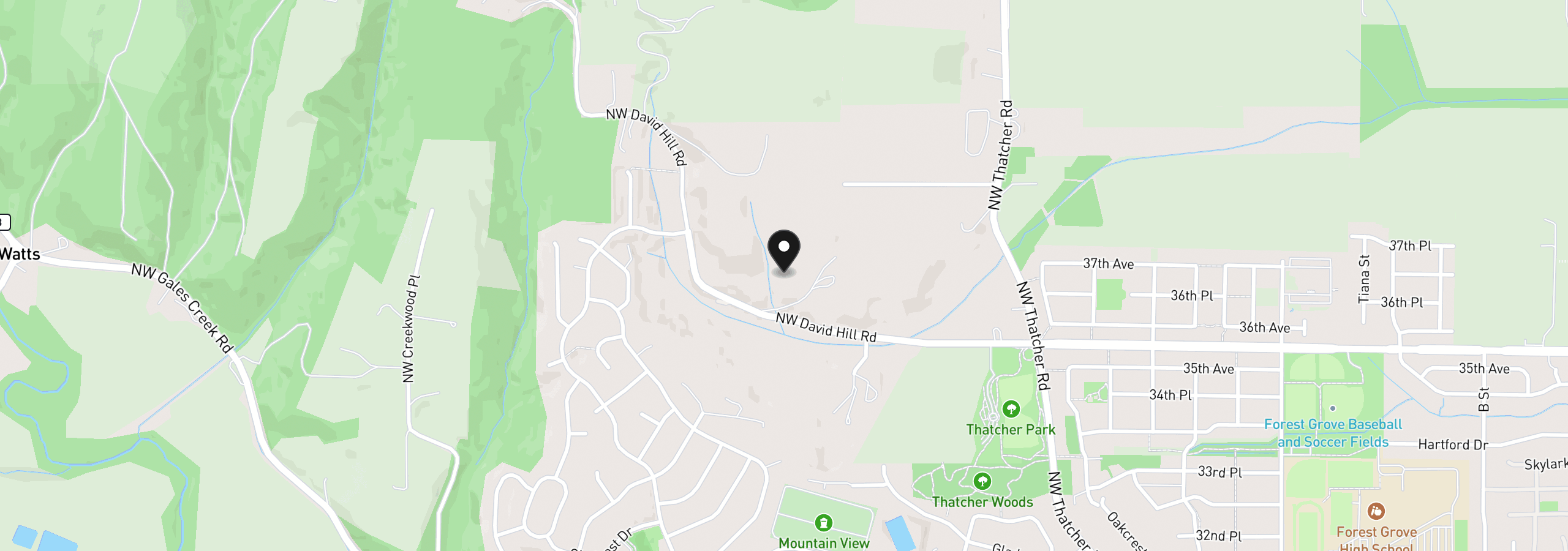 Map showing the location of 45157 NW David Hill Rd, Forest Grove, OR 97116