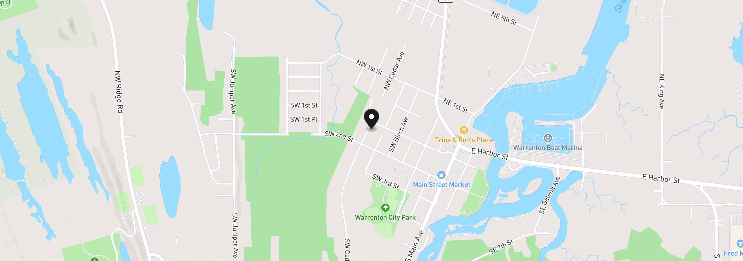 Map showing the location of 134 SW Cedar Ave, Warrenton, OR 97146