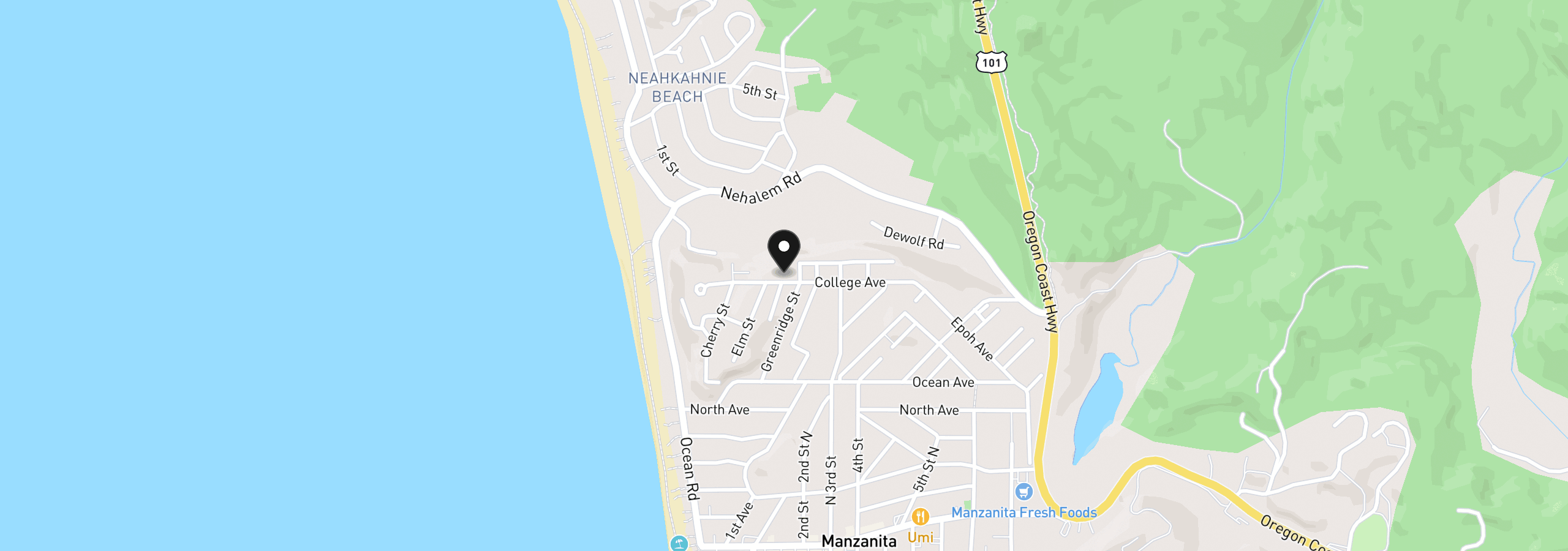 Map showing the location of 177 College Ave, Manzanita, OR 97130