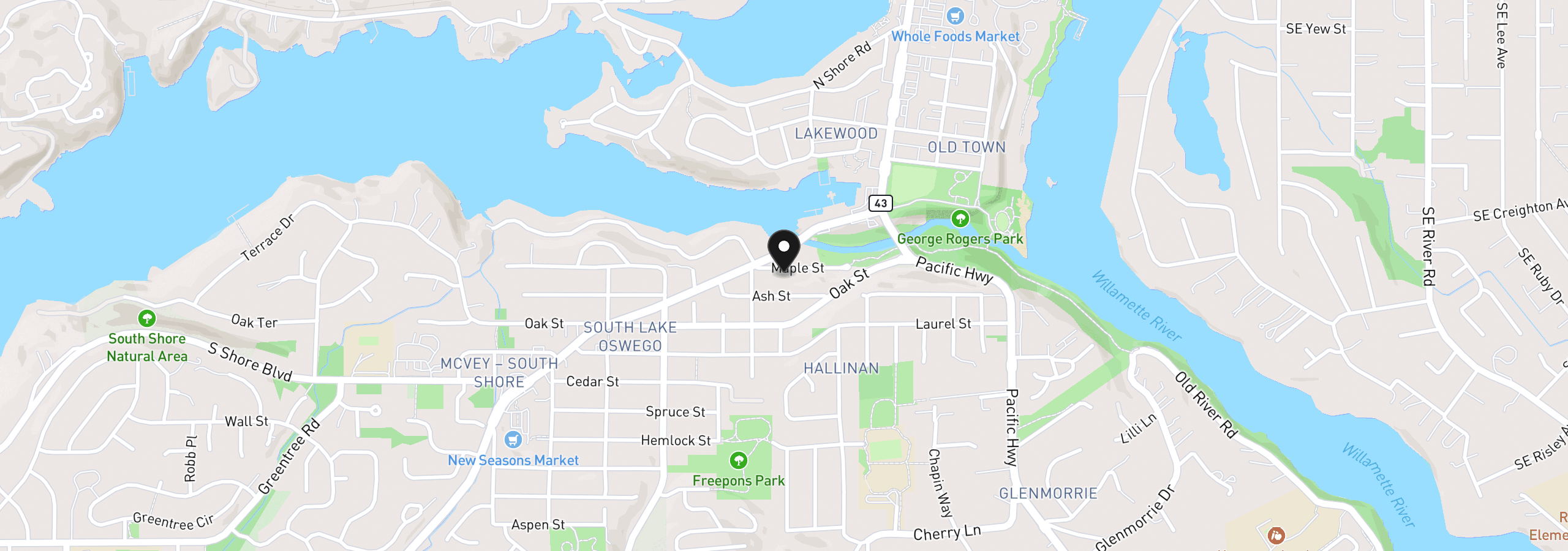 Map showing the location of 762 Maple St, Lake Oswego, OR 97034