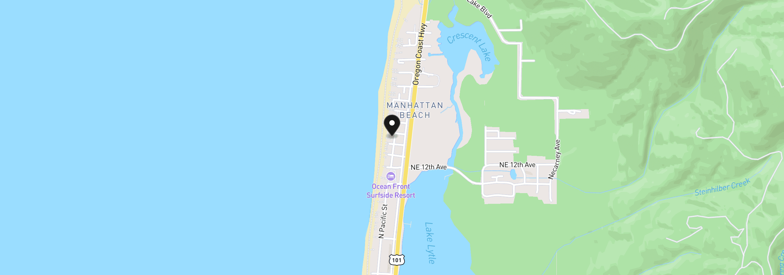 Map showing the location of 1435 N Pacific Ln, Rockaway Beach, OR 97136